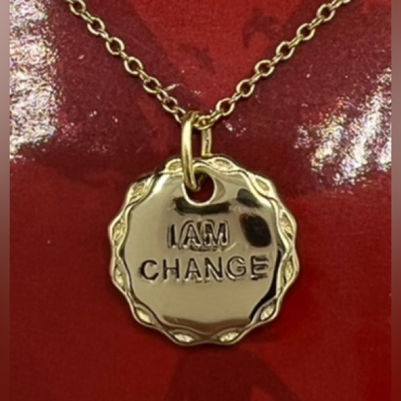 GIRL RISING Gold Over Sterling Silver “I AM CHANGE” Necklace - Picture 3 of 6
